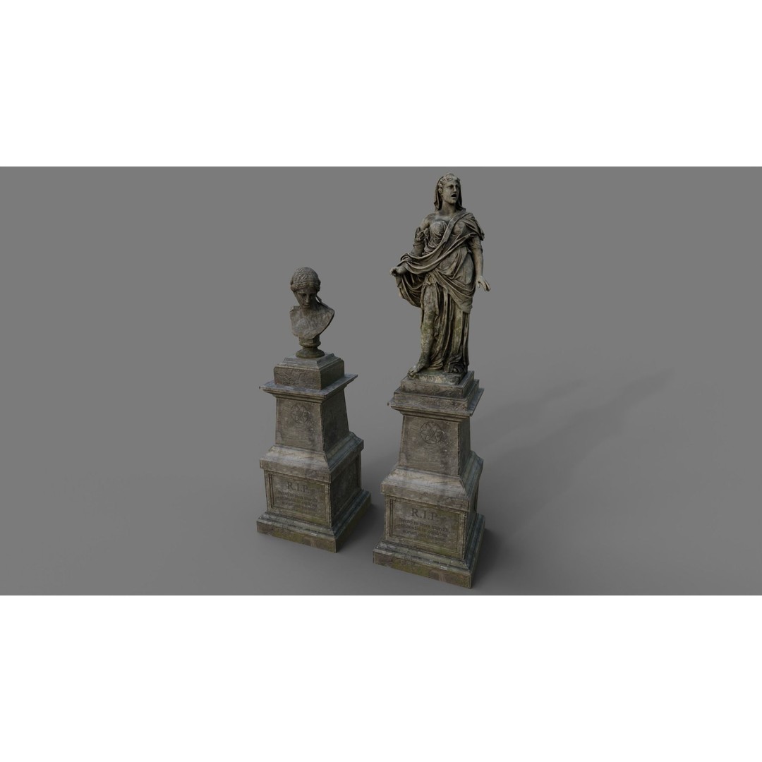 Cemetery Gravestone 3D Model – Low Poly Game Asset, FBX & OBJ - View 25