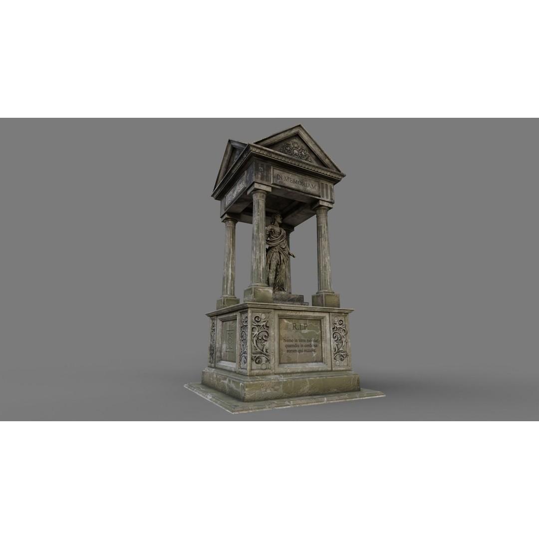 Cemetery Gravestone 3D Model – Low Poly Game Asset, FBX & OBJ - View 27