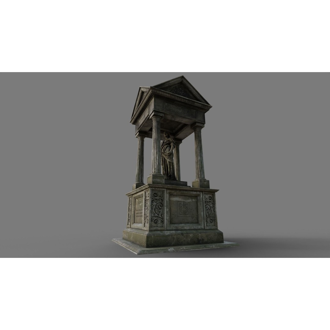 Cemetery Gravestone 3D Model – Low Poly Game Asset, FBX & OBJ - View 29