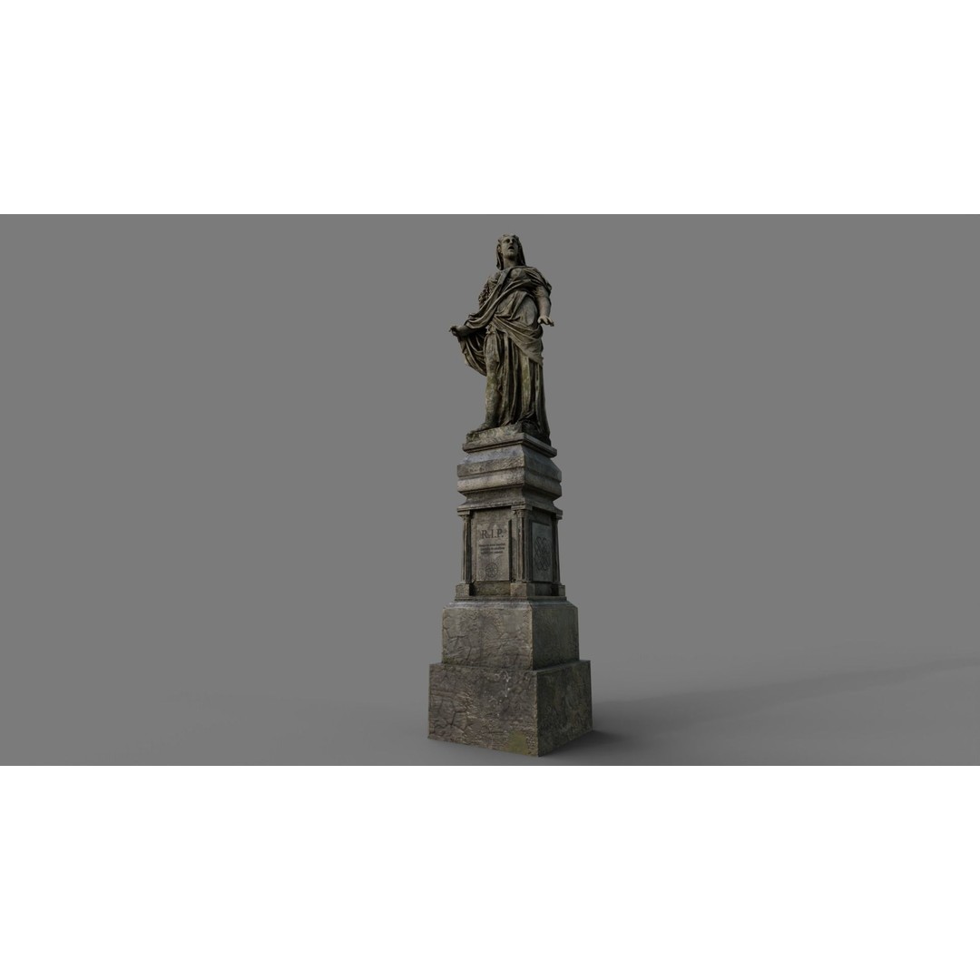 Cemetery Gravestone 3D Model – Low Poly Game Asset, FBX & OBJ - View 33