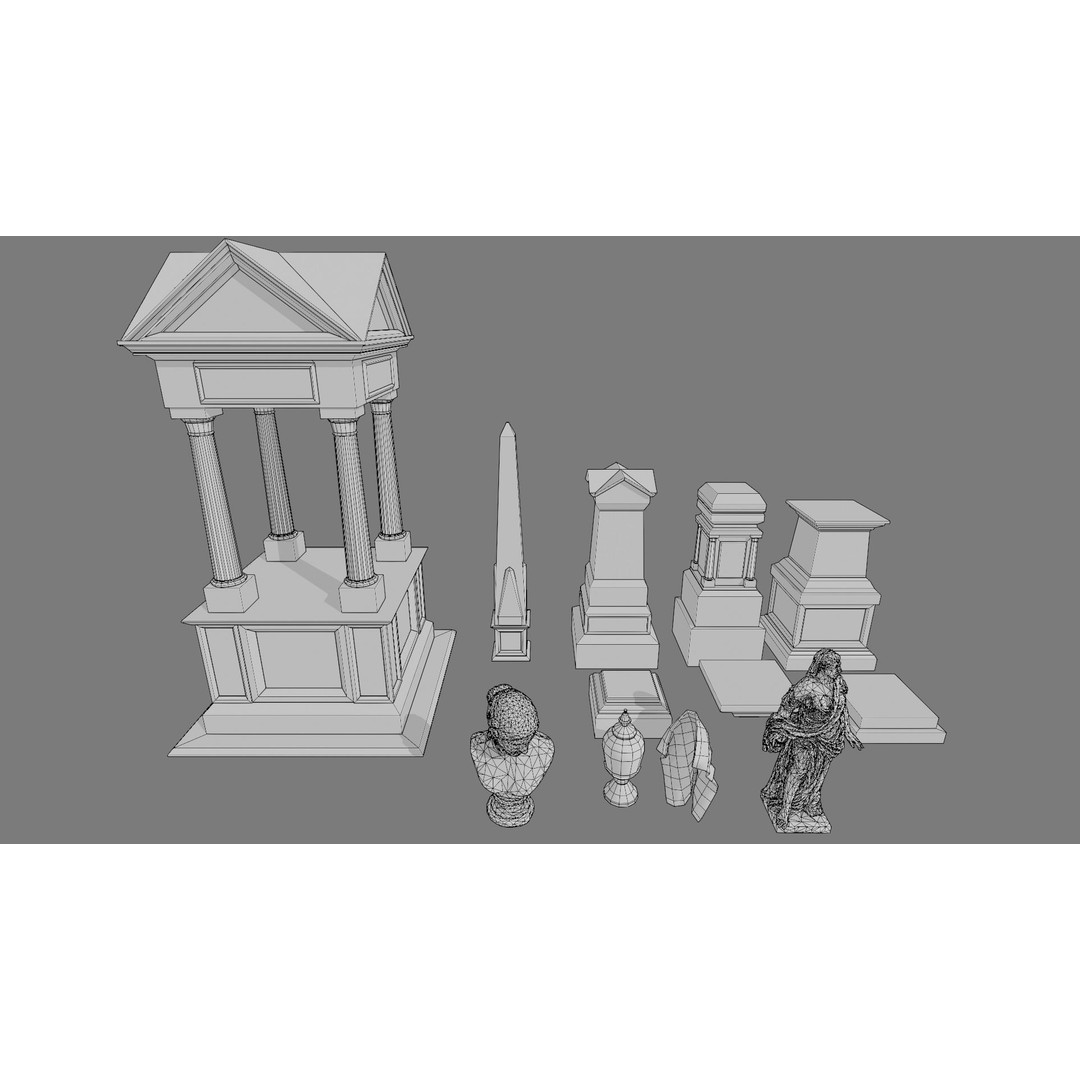 Cemetery Gravestone 3D Model – Low Poly Game Asset, FBX & OBJ - View 6