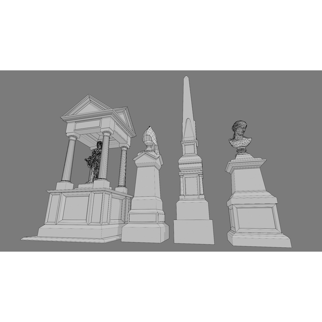 Cemetery Gravestone 3D Model – Low Poly Game Asset, FBX & OBJ - View 8