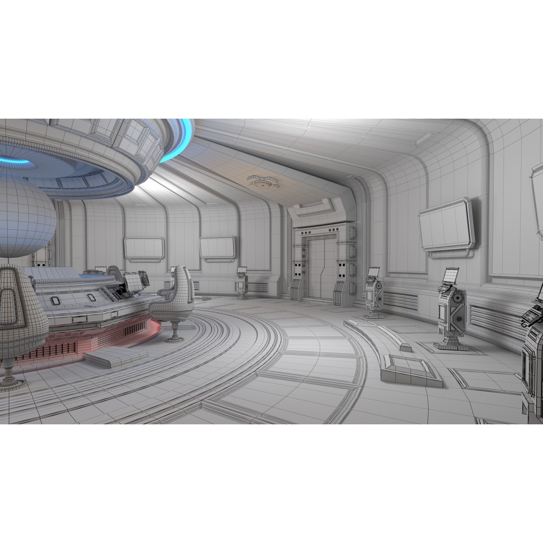 Sci-Fi Interior Station 3D Model – High Poly PBR Asset, FBX, Blender