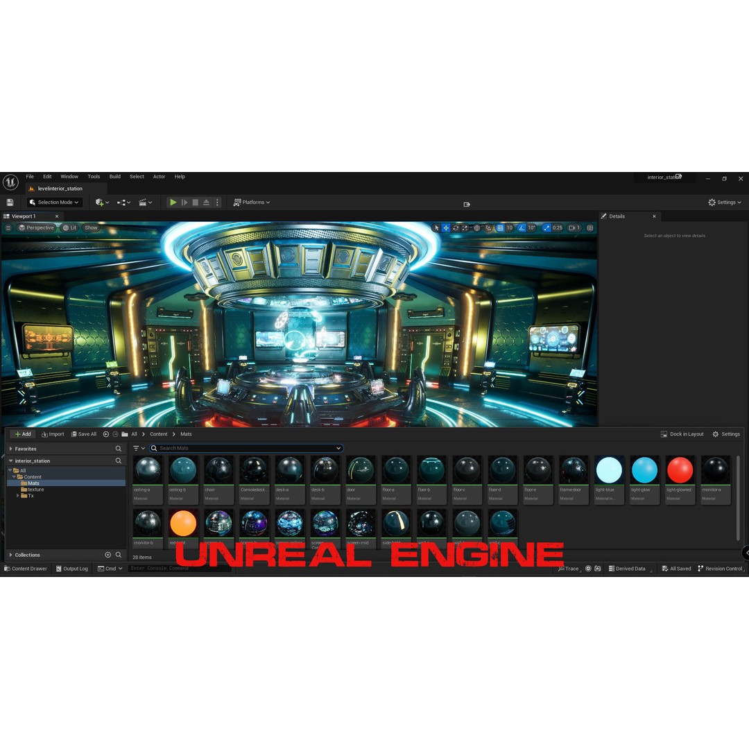 Sci-Fi Interior Station 3D Model – High Poly PBR Asset, FBX, Blender - View 12