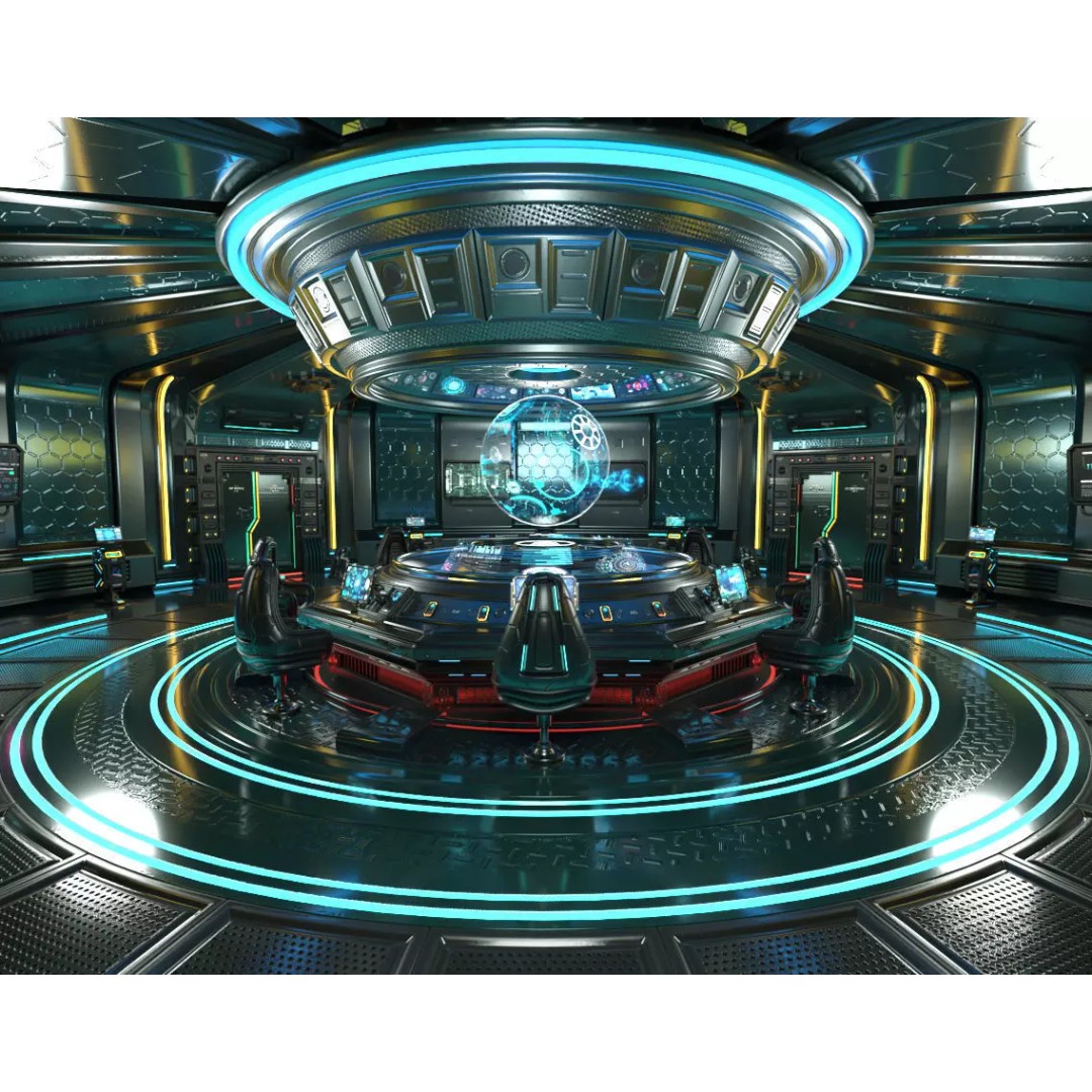Sci-Fi Interior Station 3D Model – High Poly PBR Asset, FBX, Blender - View 2
