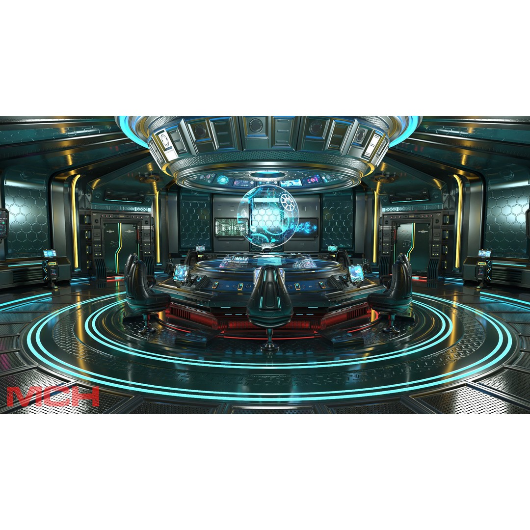 Sci-Fi Interior Station 3D Model – High Poly PBR Asset, FBX, Blender - View 3