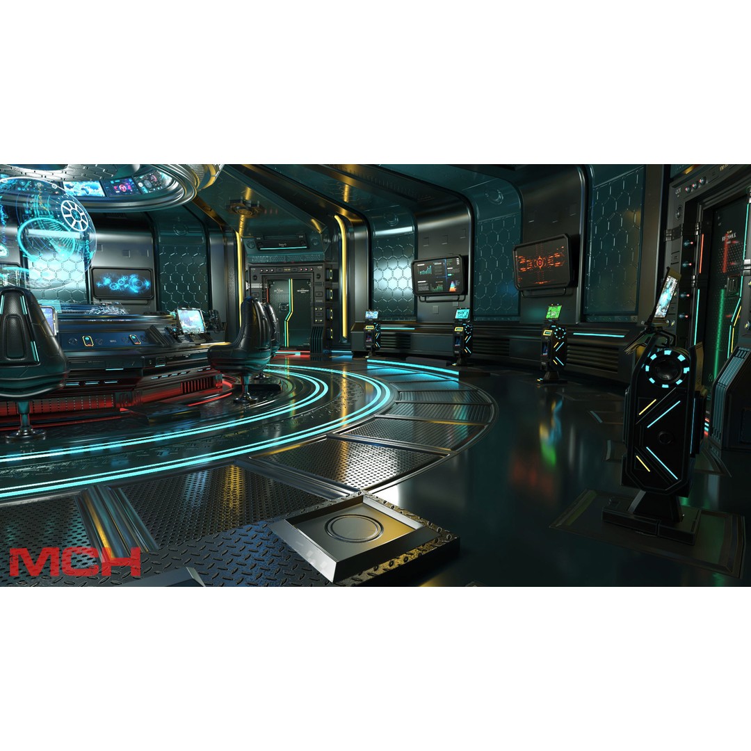 Sci-Fi Interior Station 3D Model – High Poly PBR Asset, FBX, Blender - View 6