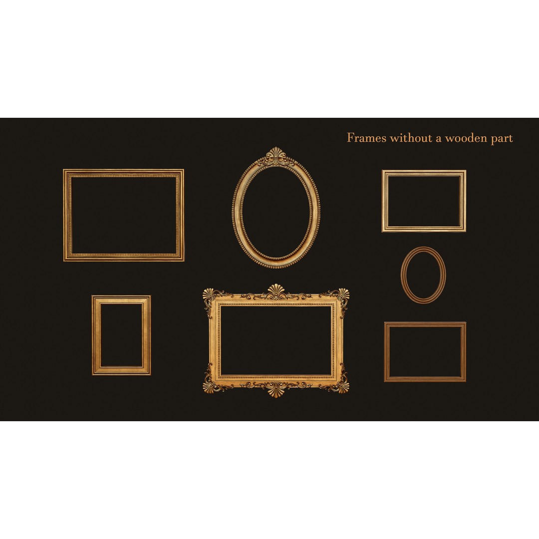 Antique Picture Frames 3D Model – Low Poly Game Ready, FBX, OBJ - View 15