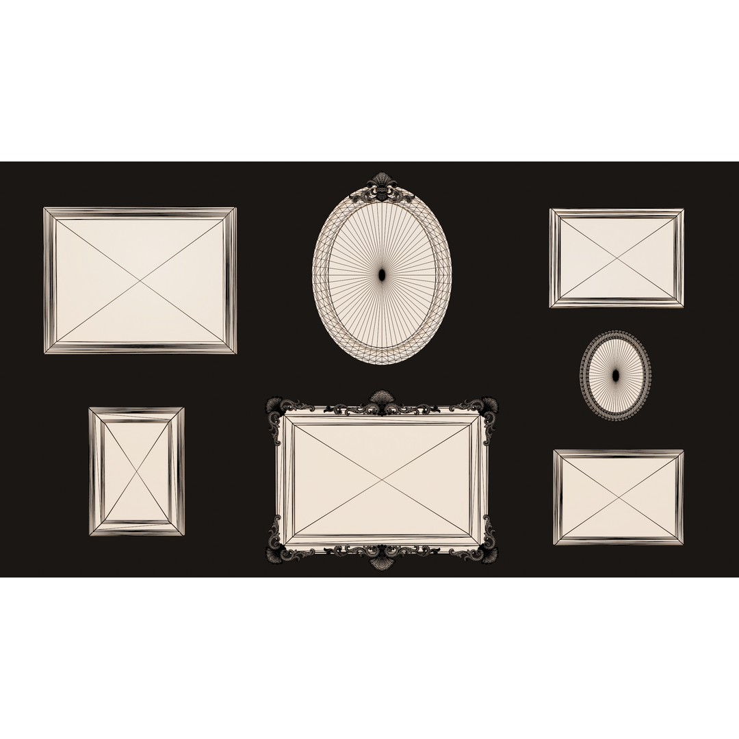 Antique Picture Frames 3D Model – Low Poly Game Ready, FBX, OBJ - View 16