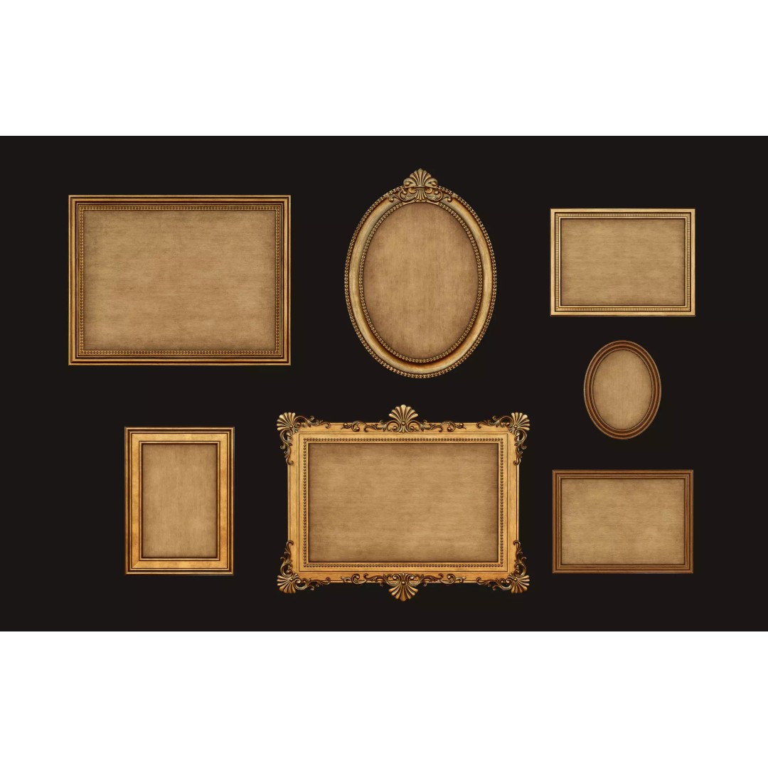 Antique Picture Frames 3D Model – Low Poly Game Ready, FBX, OBJ - View 2