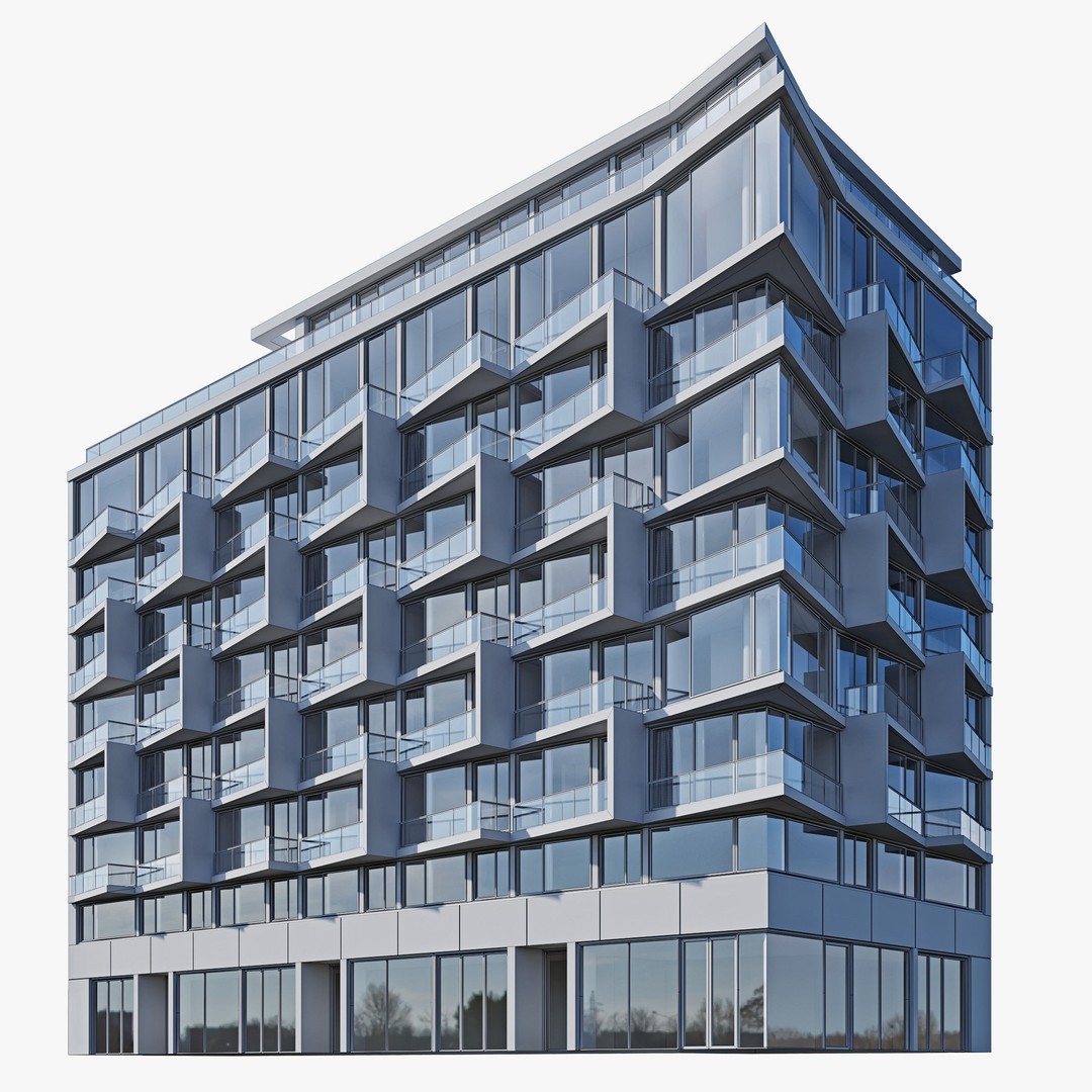 Modern Residential Building 3D Model – Apartment Skyscraper, FBX & OBJ