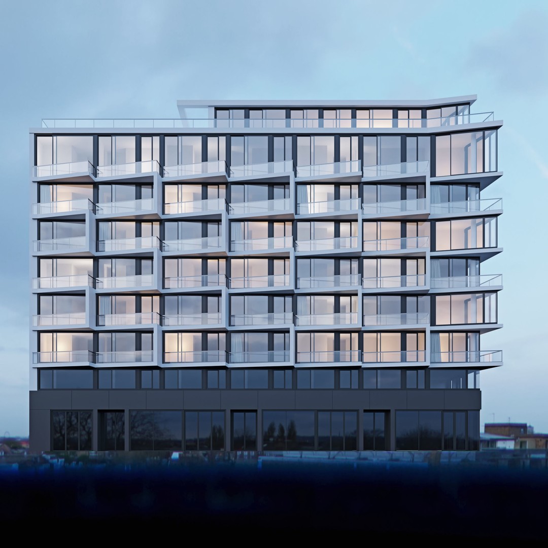 Modern Residential Building 3D Model – Apartment Skyscraper, FBX & OBJ - View 4