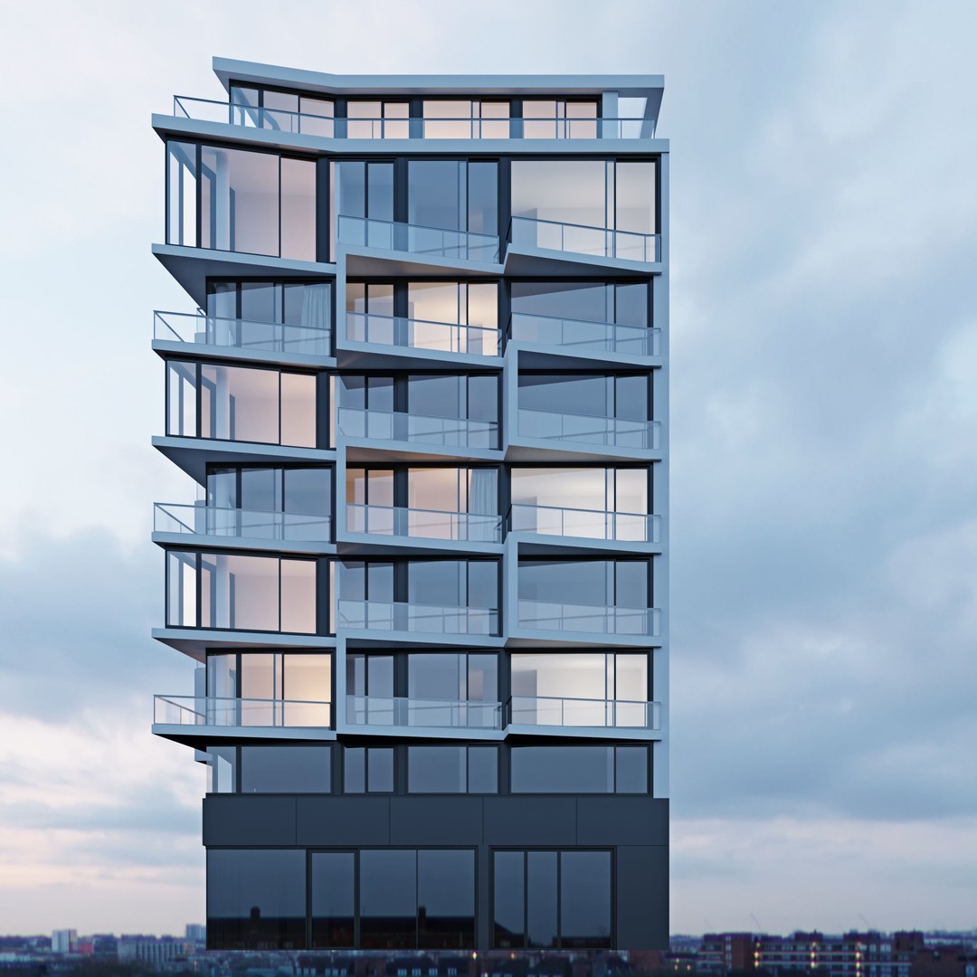 Modern Residential Building 3D Model – Apartment Skyscraper, FBX & OBJ - View 6