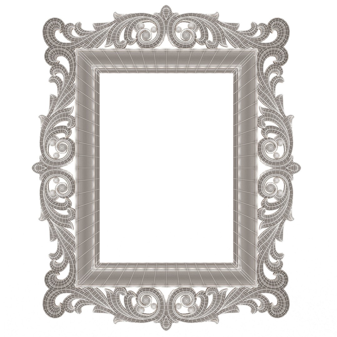 Classic Frame 3D Model – Low Poly Architectural Decoration, FBX, OBJ - View 12