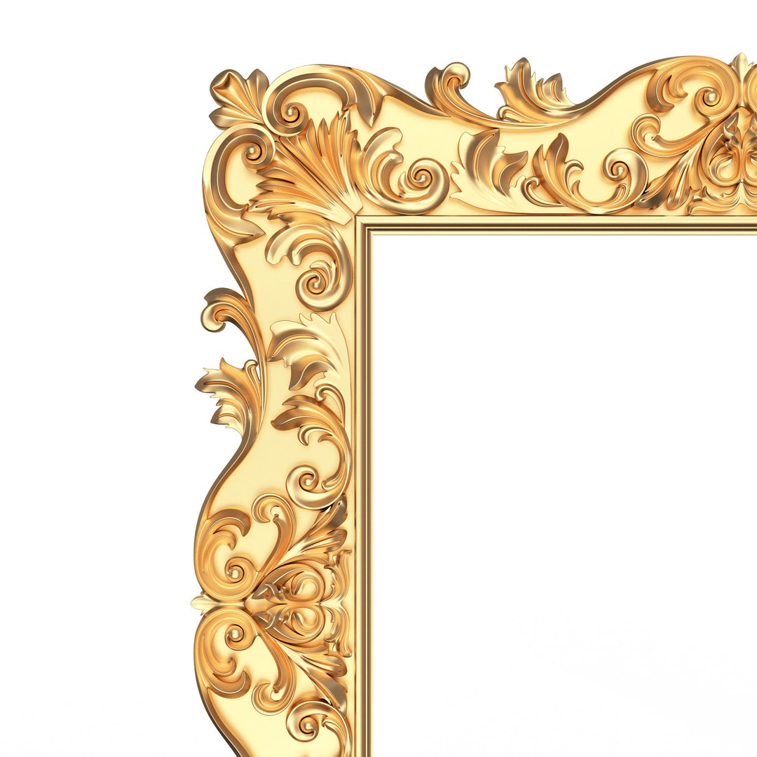 Classic Frame 3D Model – Low Poly Architectural Decoration, FBX, OBJ - View 13