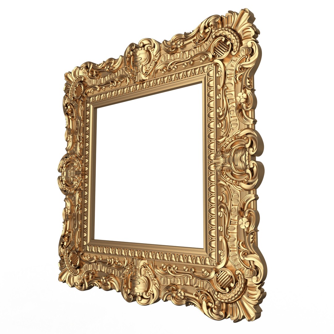 Classic Frame 3D Model – Low Poly Architectural Decoration, FBX, OBJ - View 15