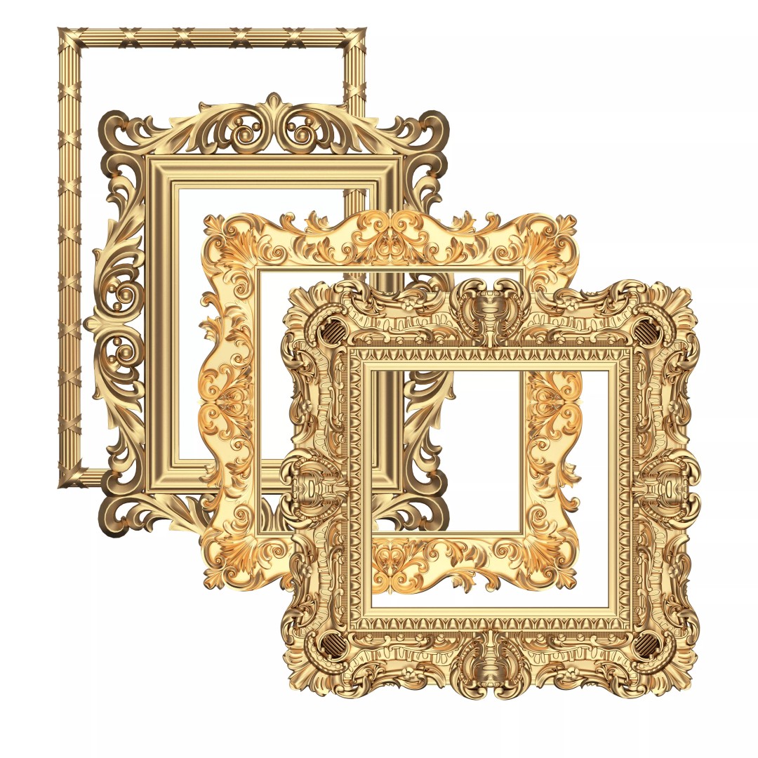 Classic Frame 3D Model – Low Poly Architectural Decoration, FBX, OBJ - View 2