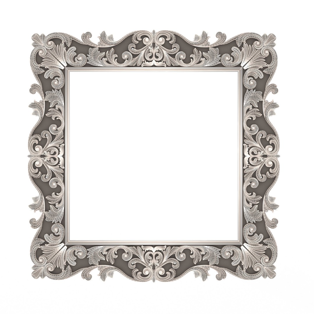 Classic Frame 3D Model – Low Poly Architectural Decoration, FBX, OBJ - View 29