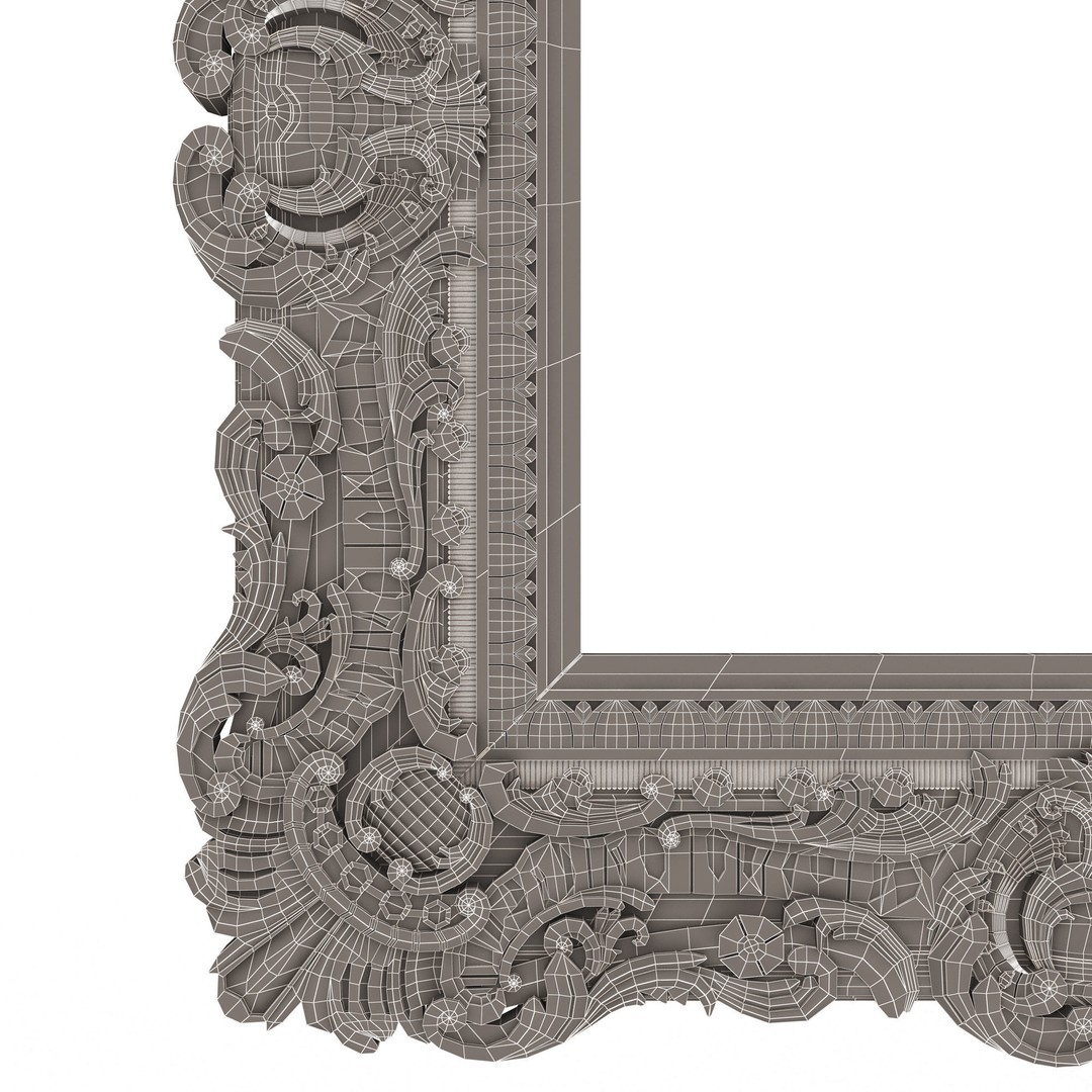 Classic Frame 3D Model – Low Poly Architectural Decoration, FBX, OBJ - View 38