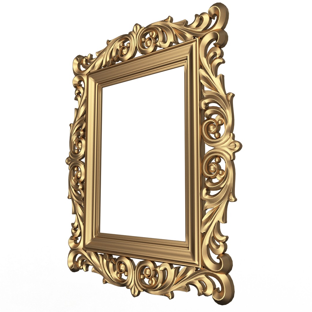 Classic Frame 3D Model – Low Poly Architectural Decoration, FBX, OBJ - View 4