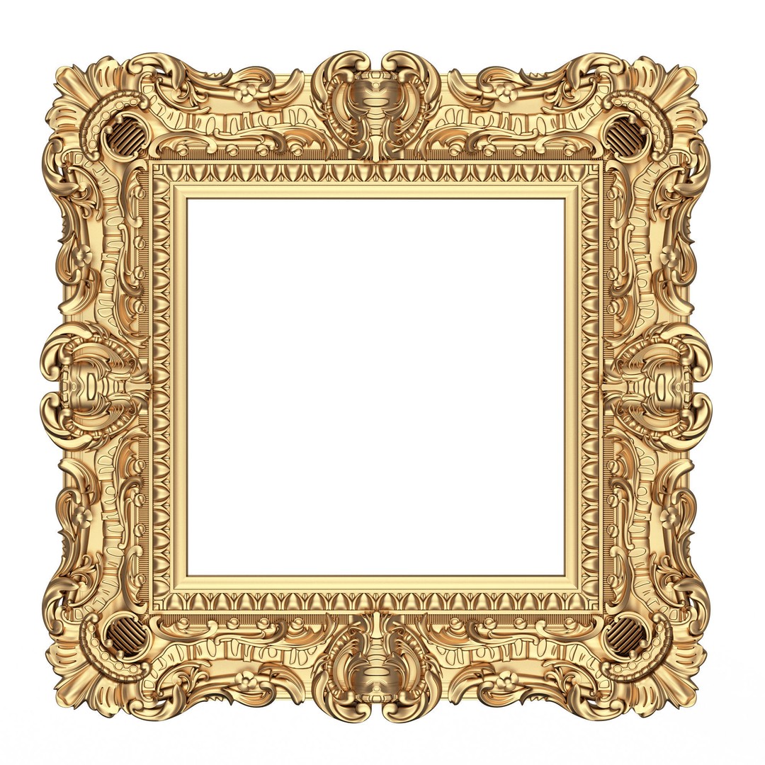 Classic Frame 3D Model – Low Poly Architectural Decoration, FBX, OBJ - View 40