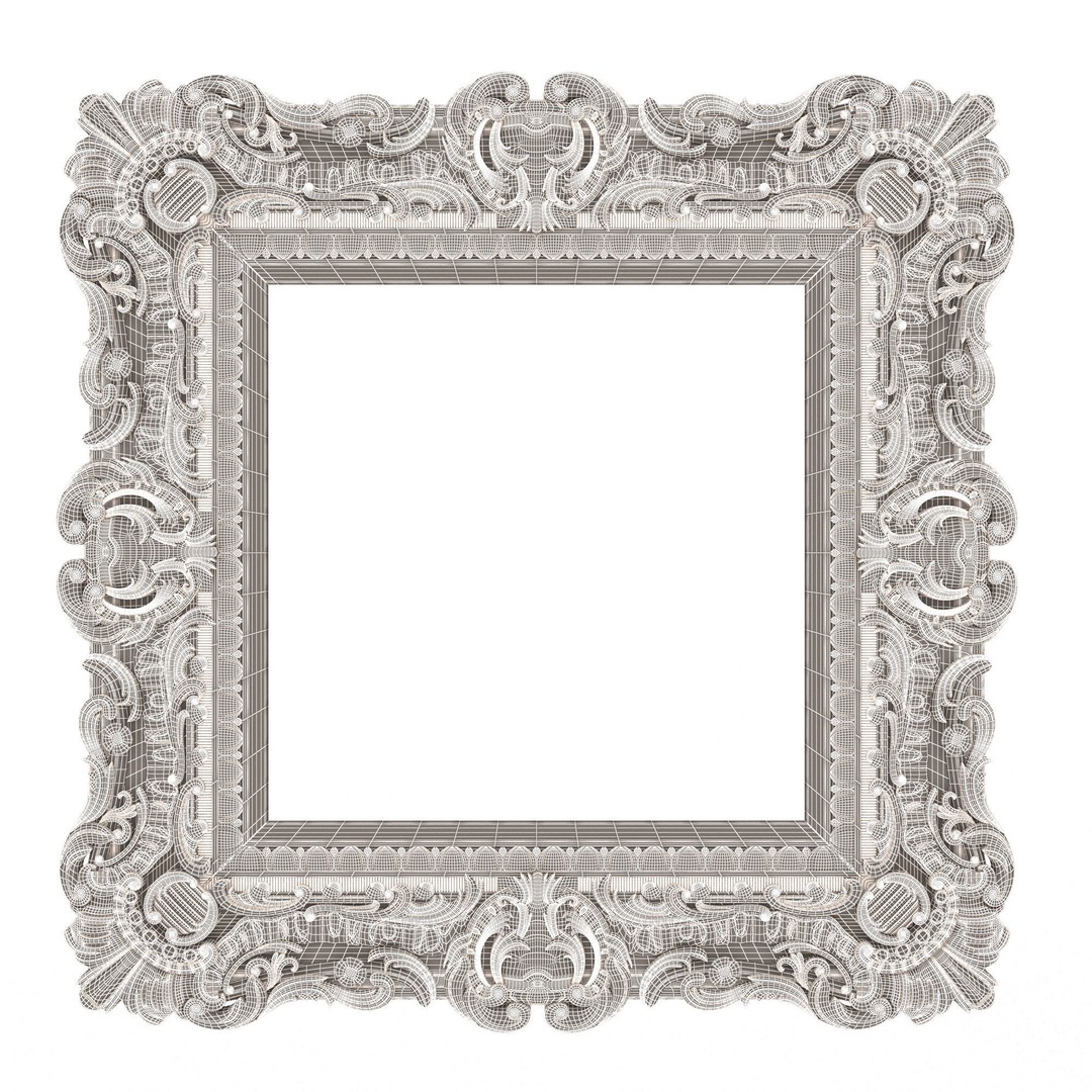 Classic Frame 3D Model – Low Poly Architectural Decoration, FBX, OBJ - View 41