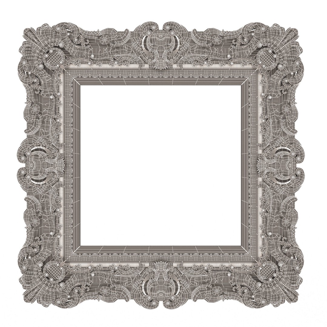 Classic Frame 3D Model – Low Poly Architectural Decoration, FBX, OBJ - View 43