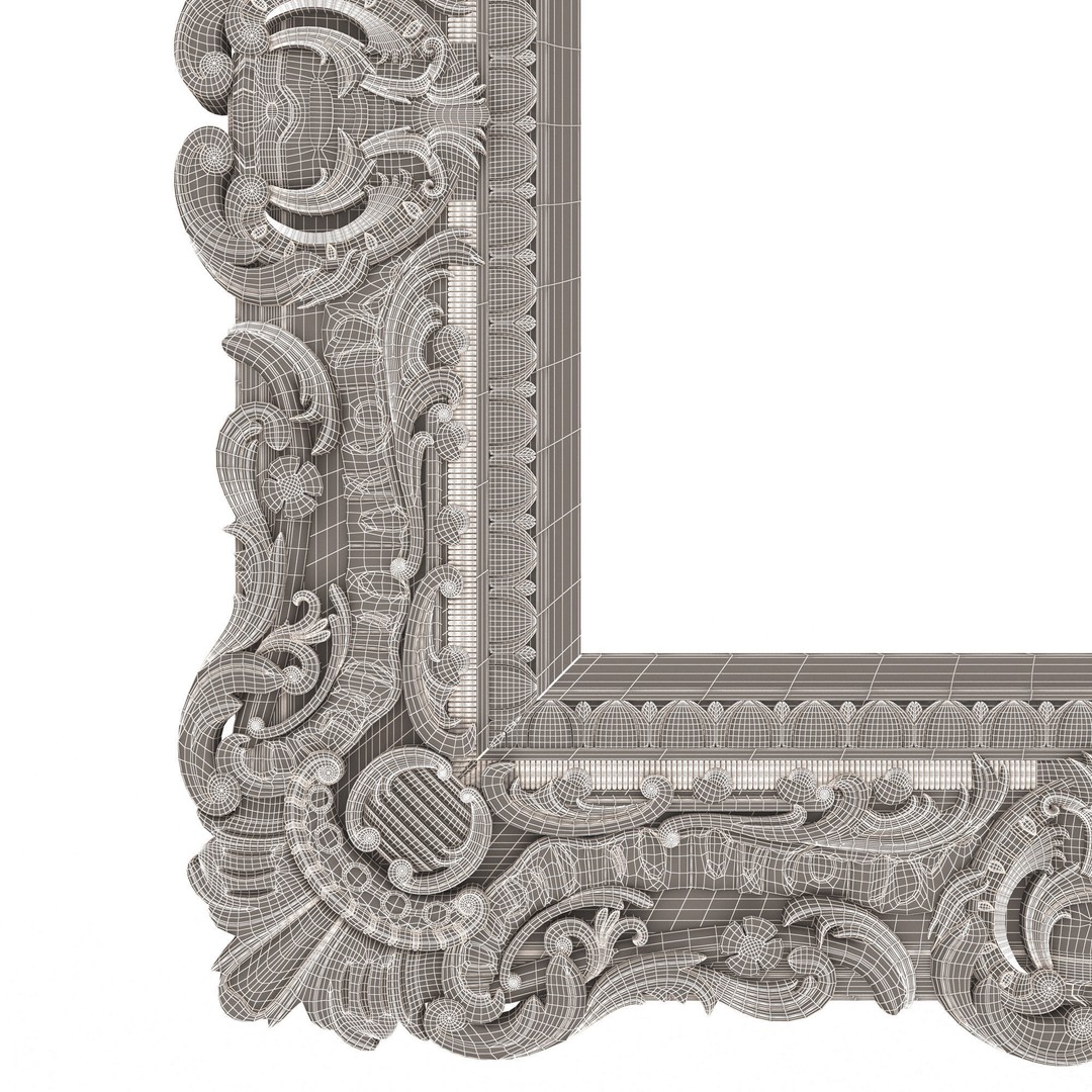 Classic Frame 3D Model – Low Poly Architectural Decoration, FBX, OBJ - View 47