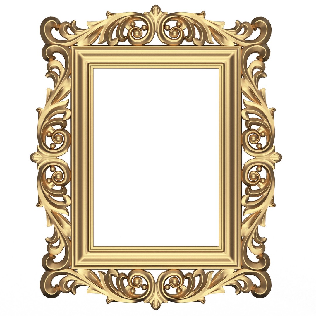 Classic Frame 3D Model – Low Poly Architectural Decoration, FBX, OBJ - View 8