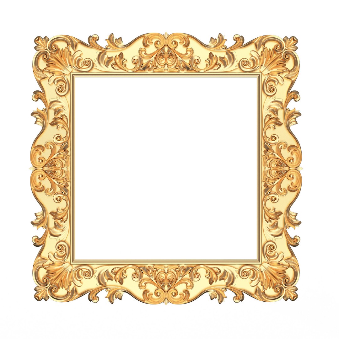 Classic Frame 3D Model – Low Poly Architectural Decoration, FBX, OBJ - View 9