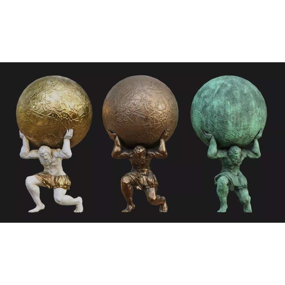 Atlas 3D Model – Low Poly Sculpture with PBR Textures, FBX - View 2