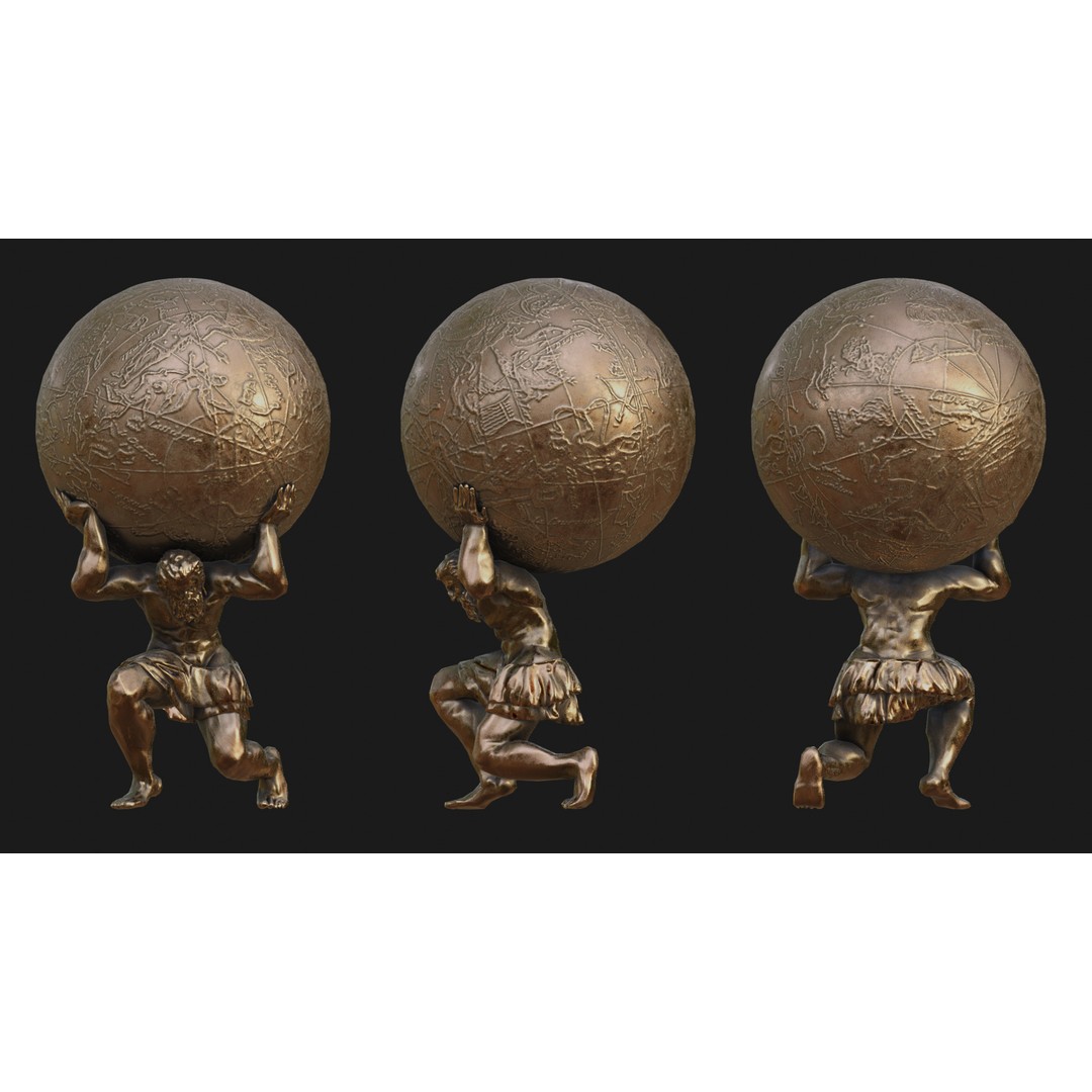 Atlas 3D Model – Low Poly Sculpture with PBR Textures, FBX - View 3