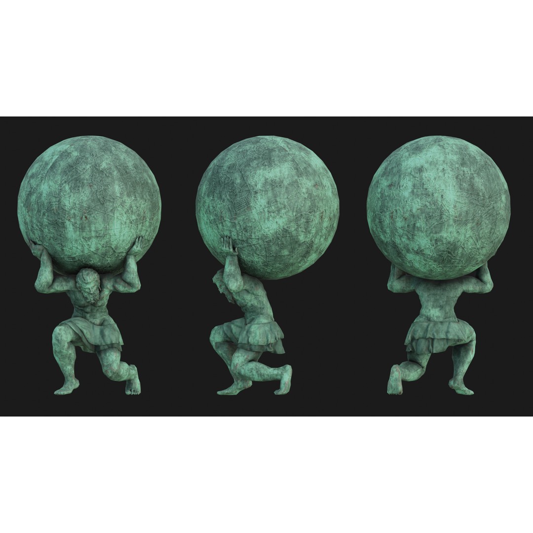 Atlas 3D Model – Low Poly Sculpture with PBR Textures, FBX - View 4