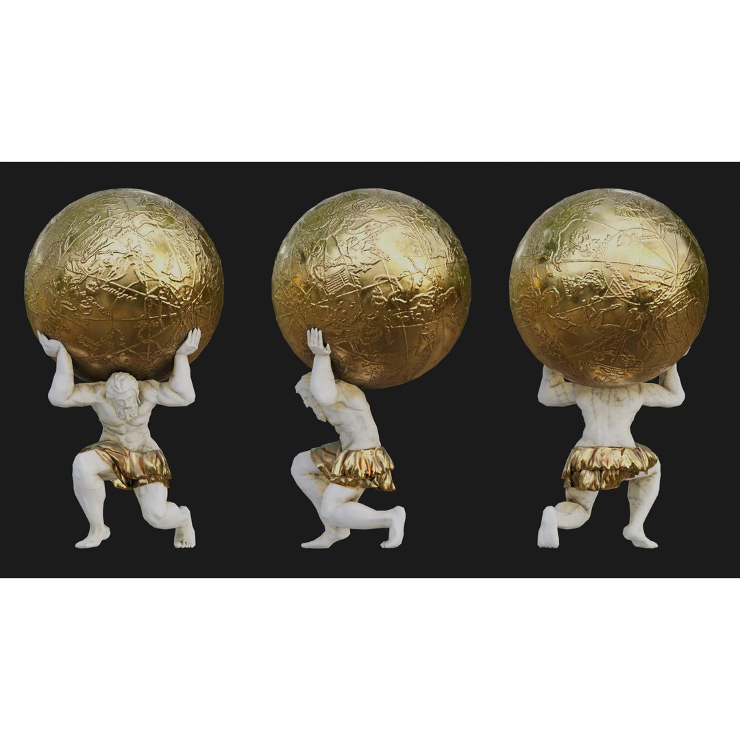 Atlas 3D Model – Low Poly Sculpture with PBR Textures, FBX - View 5