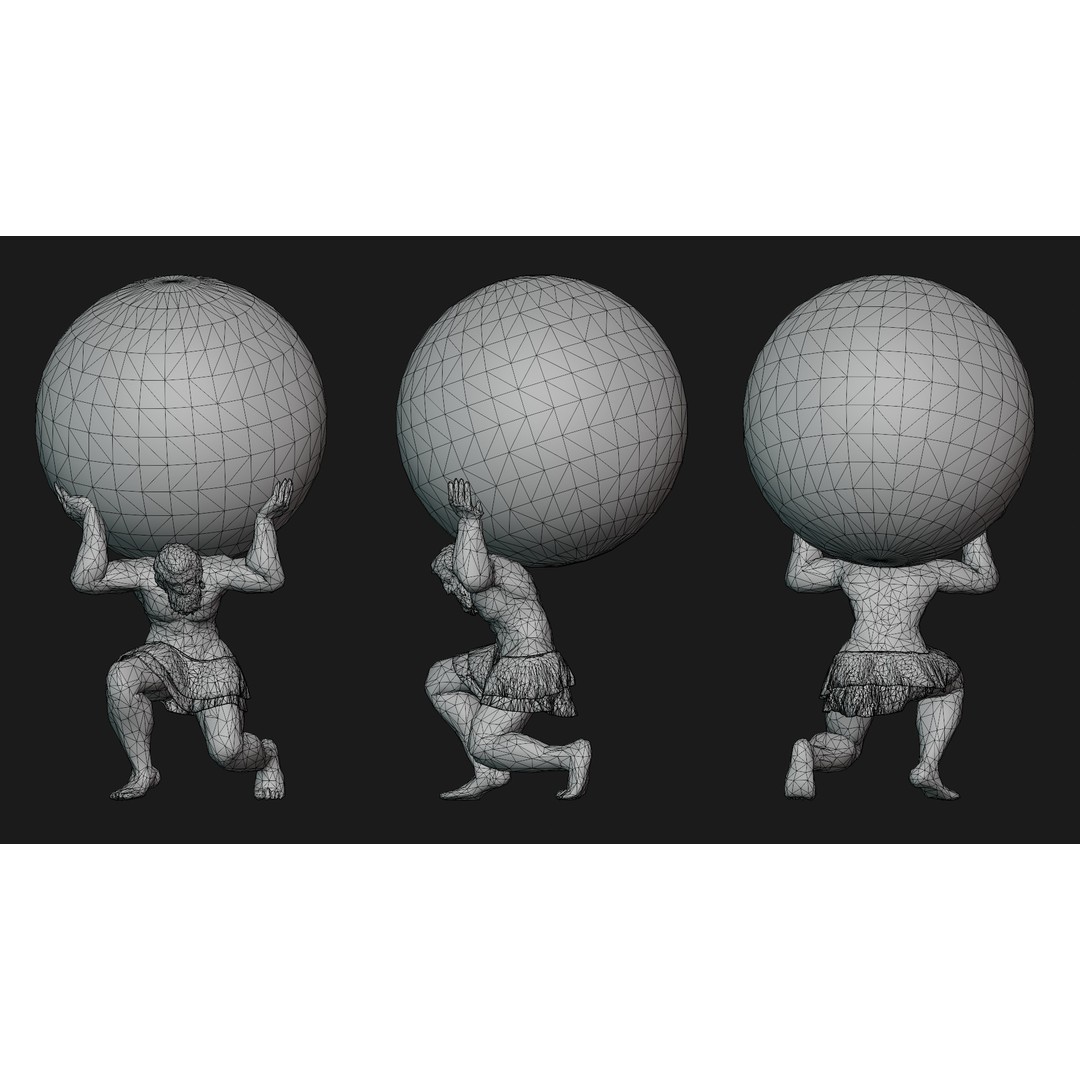 Atlas 3D Model – Low Poly Sculpture with PBR Textures, FBX - View 6