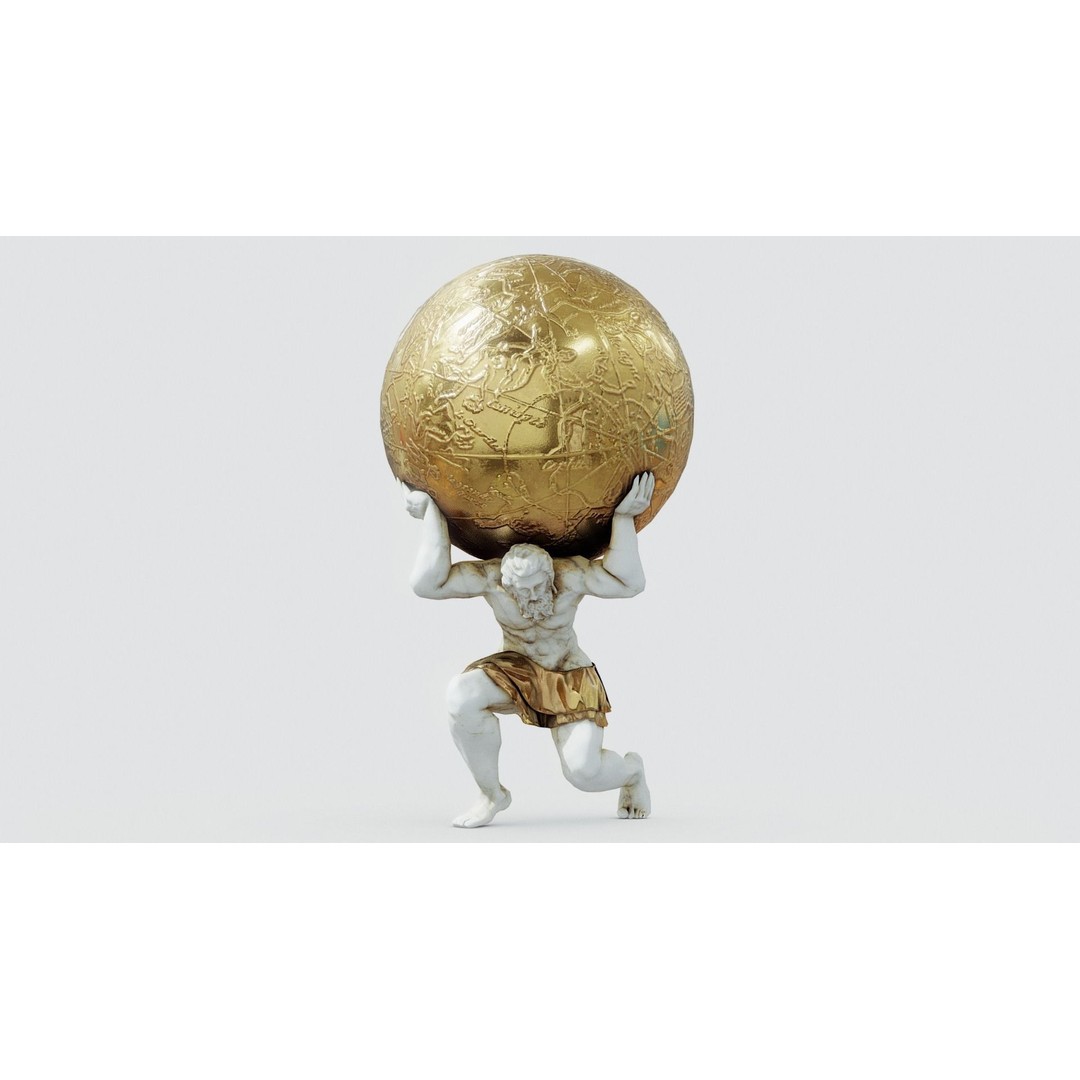 Atlas 3D Model – Low Poly Sculpture with PBR Textures, FBX - View 7