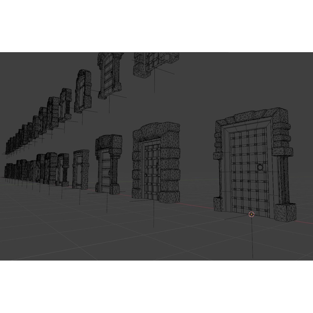 Medieval Doors 3D Model – Low Poly Game-Ready Door Asset Pack, FBX