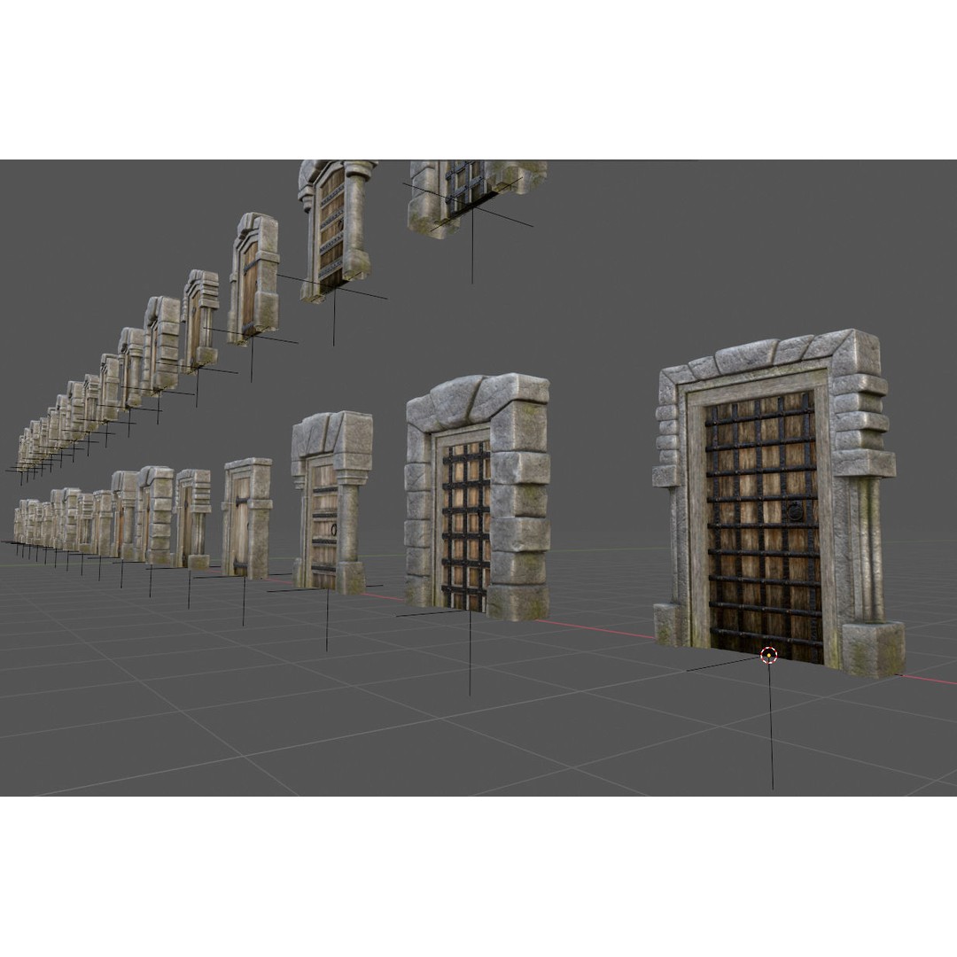 Medieval Doors 3D Model – Low Poly Game-Ready Door Asset Pack, FBX - View 3