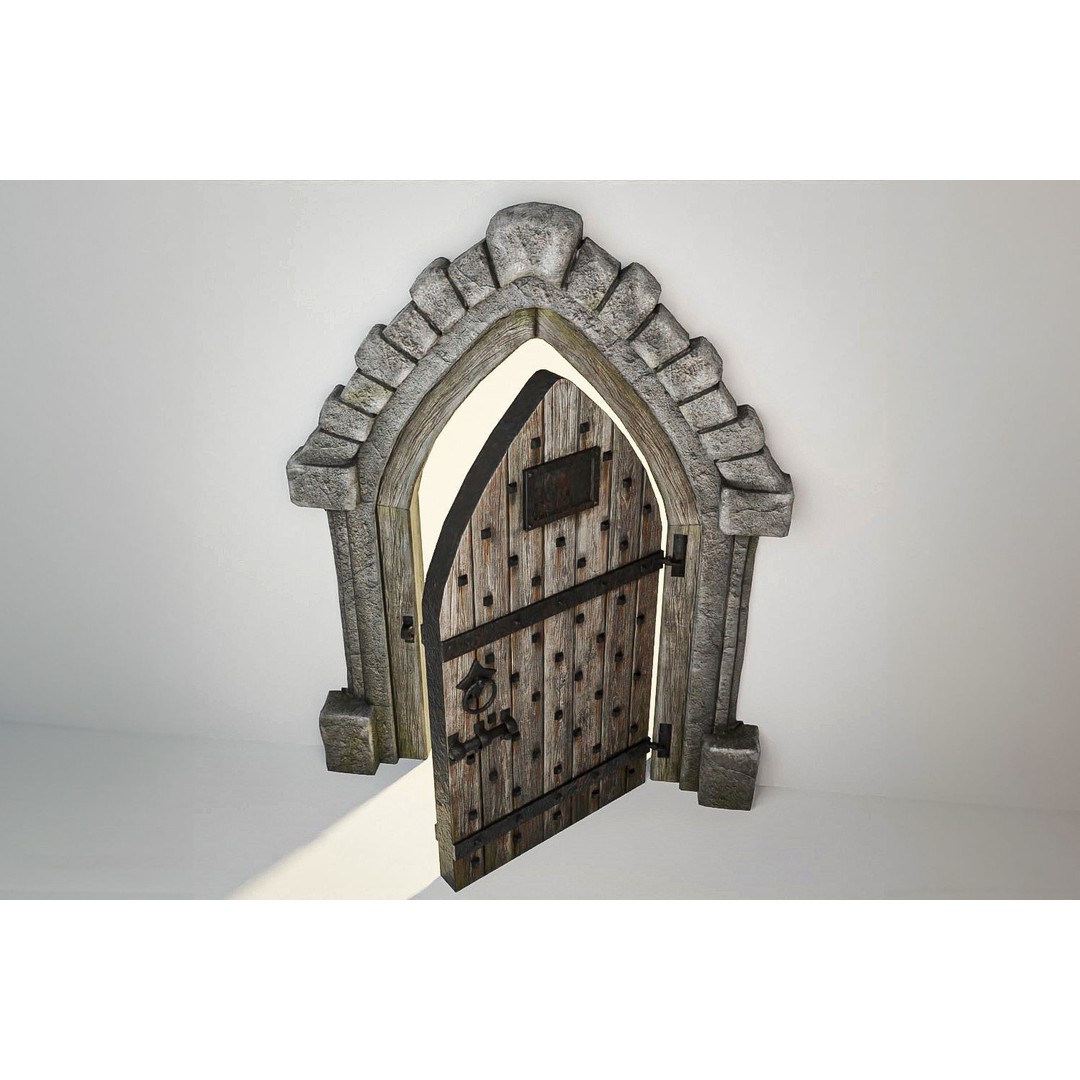 Medieval Doors 3D Model – Low Poly Game-Ready Door Asset Pack, FBX - View 4