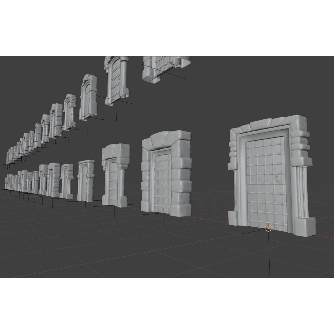 Medieval Doors 3D Model – Low Poly Game-Ready Door Asset Pack, FBX - View 7