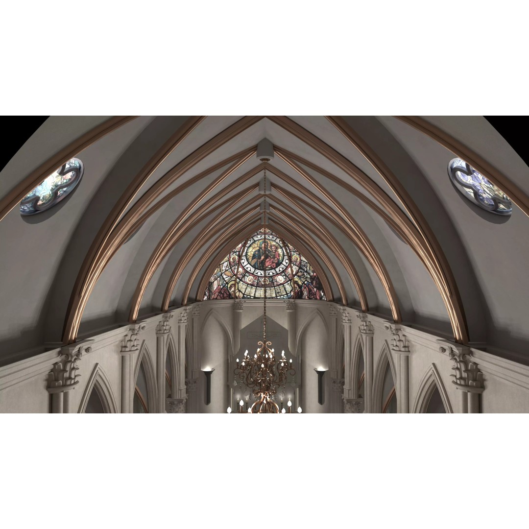Catholic Church 3D Model – Neo-Gothic Architecture, FBX, PBR