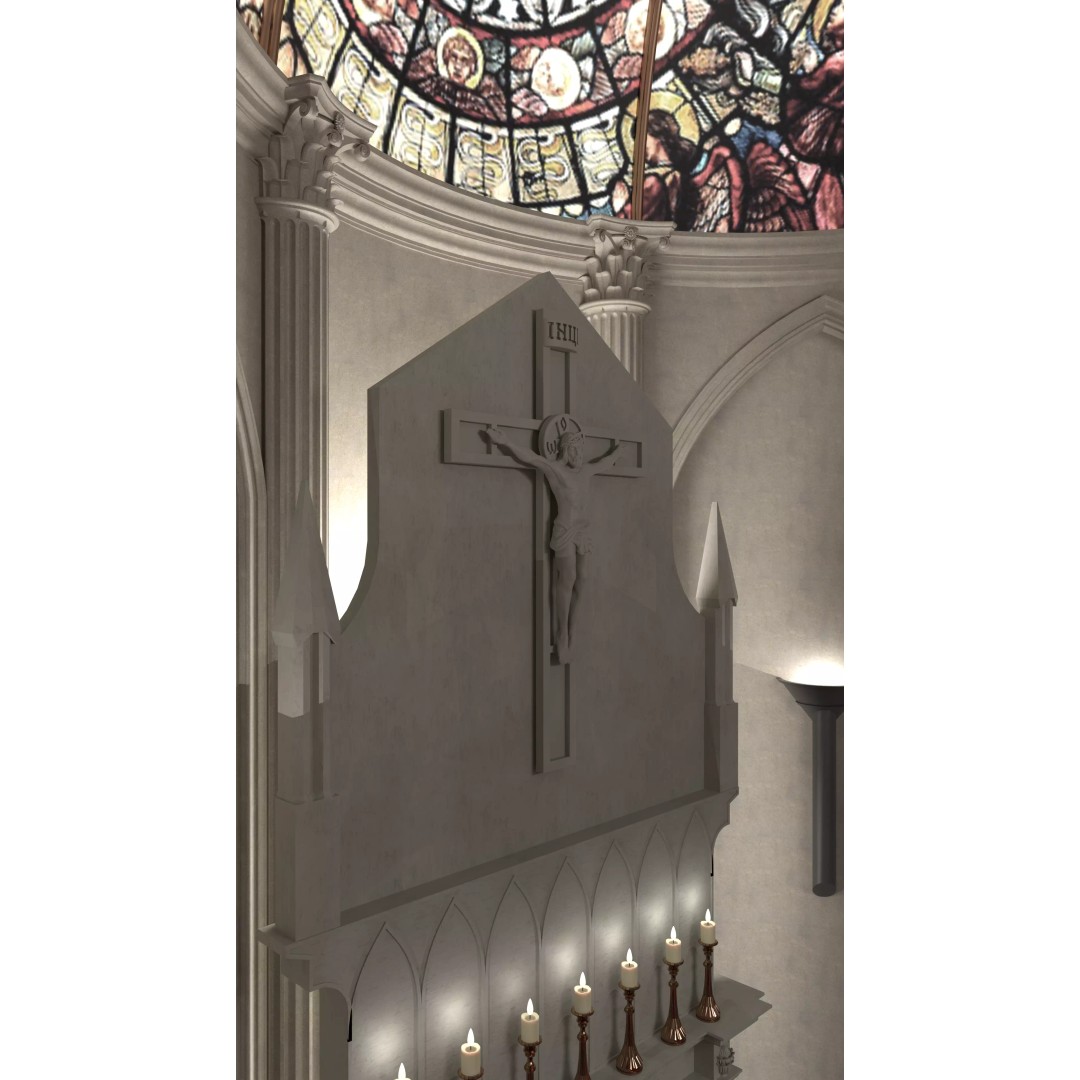 Catholic Church 3D Model – Neo-Gothic Architecture, FBX, PBR - View 8