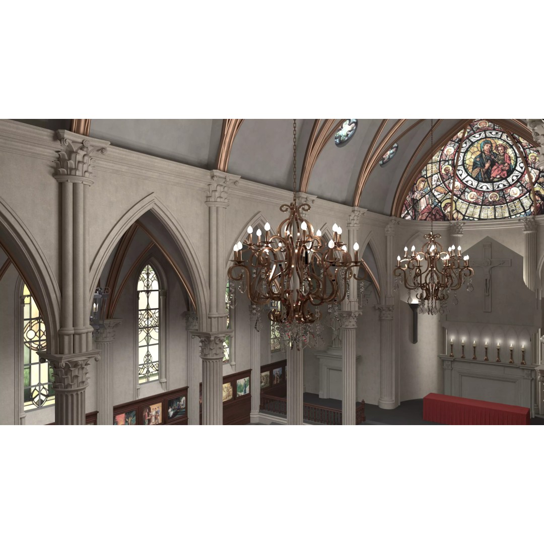 Catholic Church 3D Model – Neo-Gothic Architecture, FBX, PBR - View 9