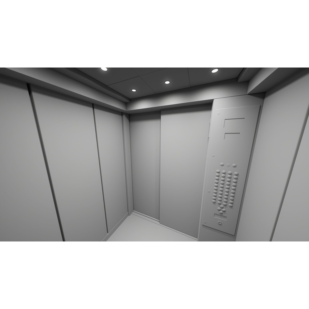 Elevator Cab Interior 3D Model – Low Poly PBR Game Asset, FBX