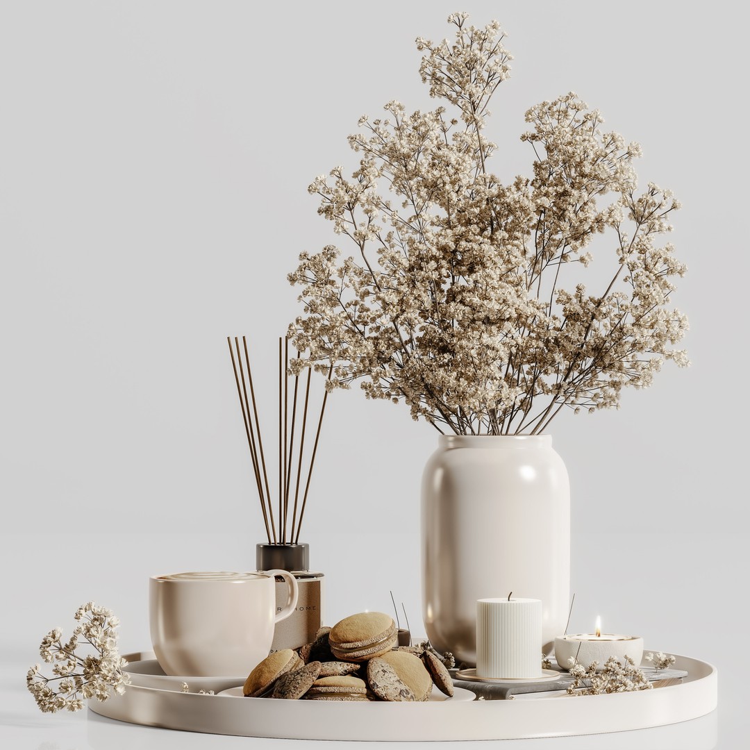 Decorative Set 137 3D Model – Contemporary Design, PBR Textures, OBJ - View 3
