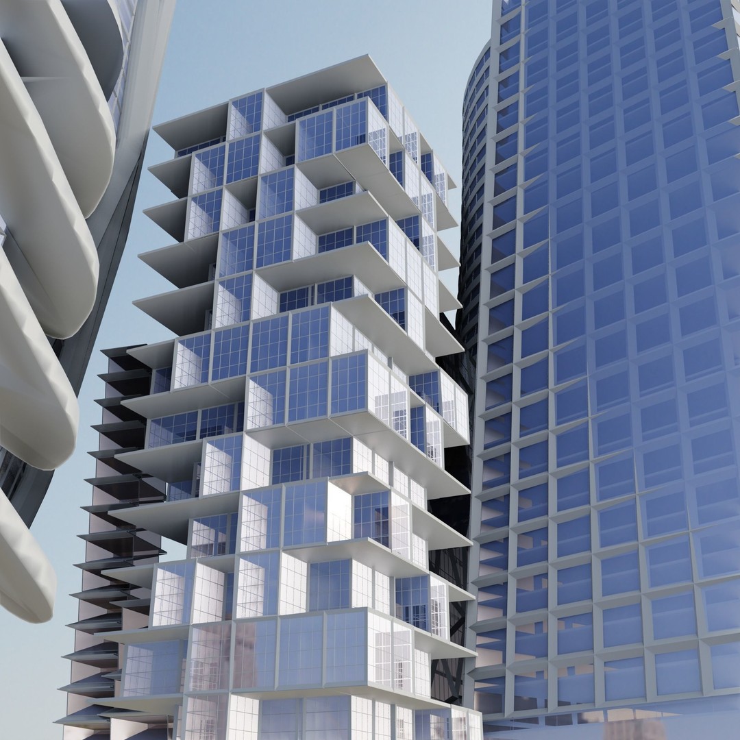 Futuristic City 3D Model – High Poly Architectural Asset, FBX, OBJ - View 10