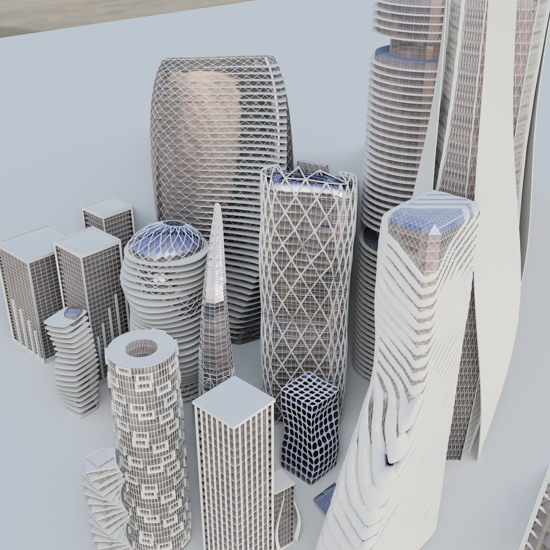 Futuristic City 3D Model – High Poly Architectural Asset, FBX, OBJ - View 12