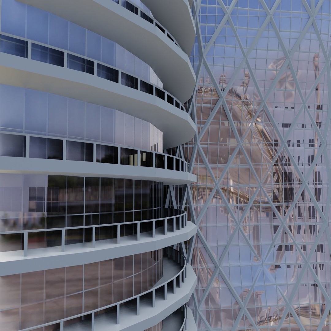 Futuristic City 3D Model – High Poly Architectural Asset, FBX, OBJ - View 14