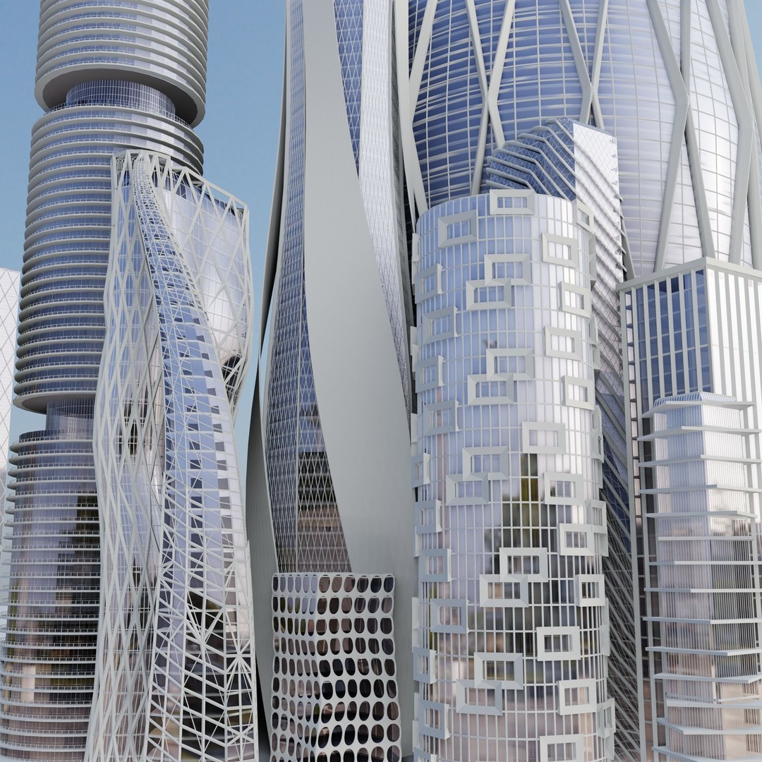 Futuristic City 3D Model – High Poly Architectural Asset, FBX, OBJ - View 15