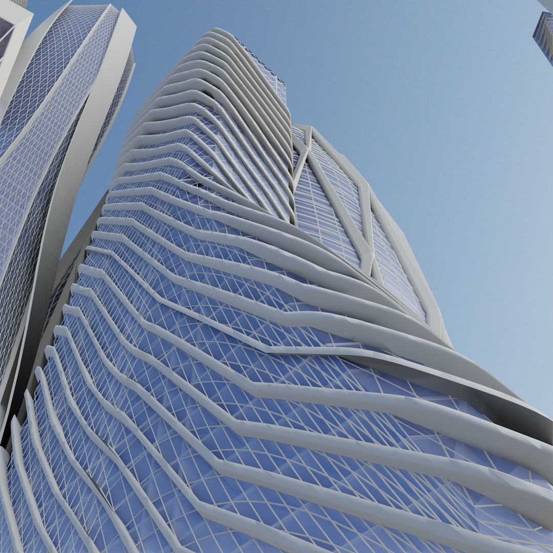 Futuristic City 3D Model – High Poly Architectural Asset, FBX, OBJ - View 17